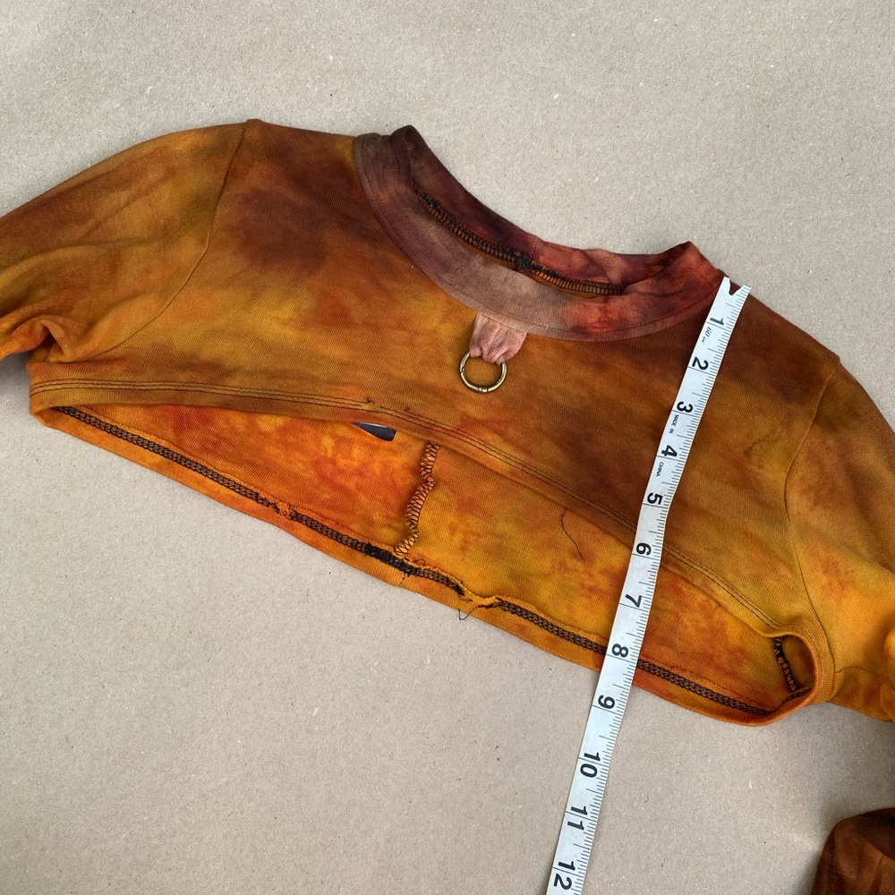 Tie-Dye Cropped bolero Top with brass Ring Detail